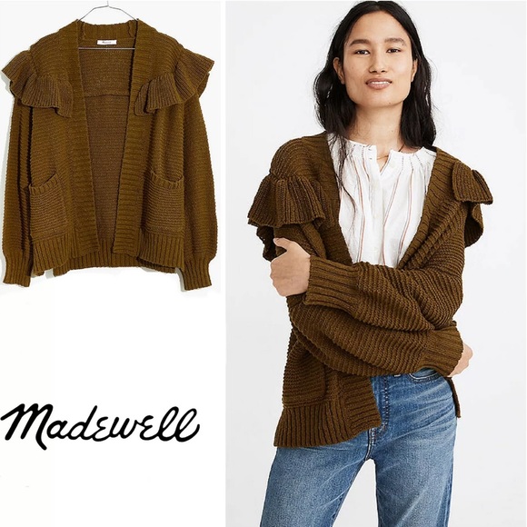 Madewell Sweaters - Madewell Ruffle Cardigan Sweater Boho Cottage Core
